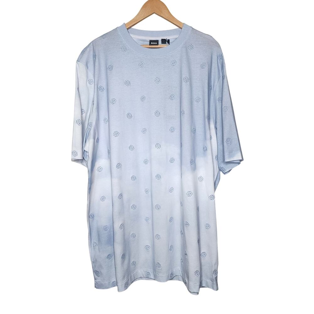 Boss Blue Dip Dyed Tames Logo Short Sleeve T Shirt Men's Size 2 XT Tall